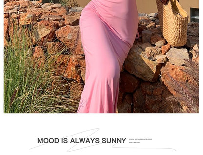 Maxi-Meerjungfrauenkleid mit Spaghettiträgern und offenem Rücken