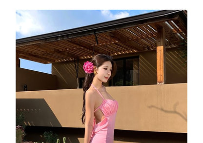 Maxi-Meerjungfrauenkleid mit Spaghettiträgern und offenem Rücken