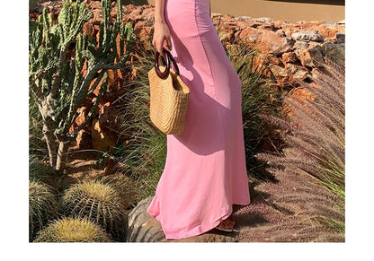 Maxi-Meerjungfrauenkleid mit Spaghettiträgern und offenem Rücken