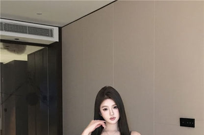 Plain Lace Panel Bow Camisole Top / High Waist Mini Pencil Skirt