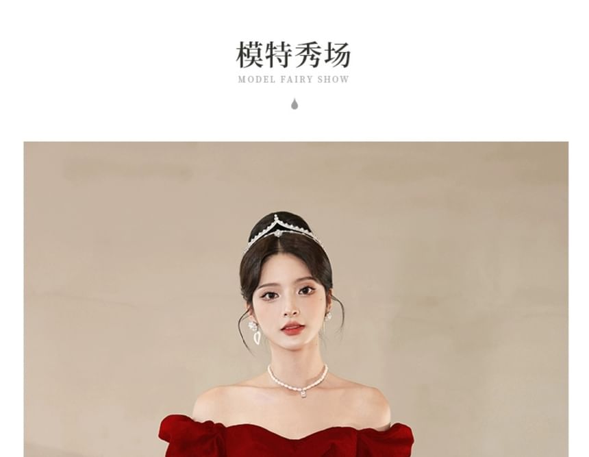 Puff Sleeve Square Neck Plain Sequin Ruffle Mesh A-Line Evening Gown