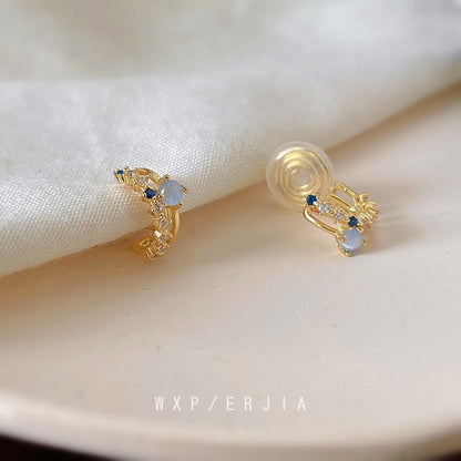 Layered Rhinestone Alloy Ear Cuff