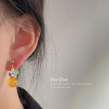 Floral Faux Gemstone Alloy Dangle Earring