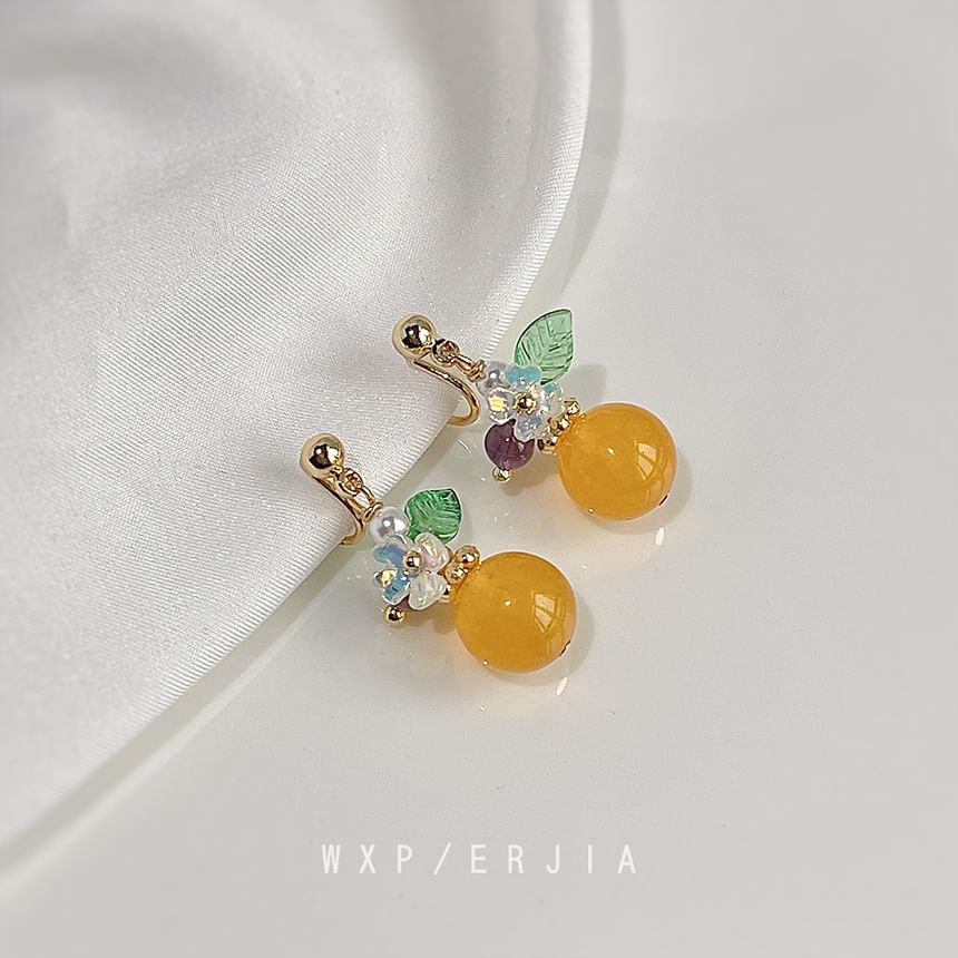 Floral Faux Gemstone Alloy Dangle Earring