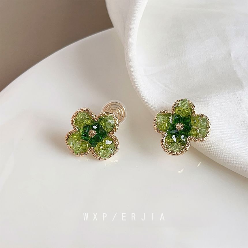 Clover Faux Crystal Alloy Ear Cuff