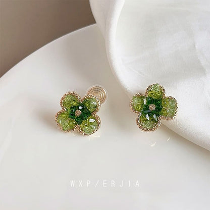 Clover Faux Crystal Alloy Ear Cuff