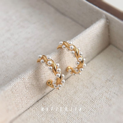 Faux Pearl Alloy Ear Cuff