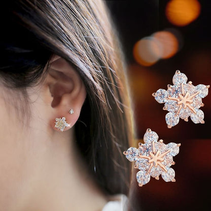 Floral Rhinestone Alloy Stud Earring (Various Designs)