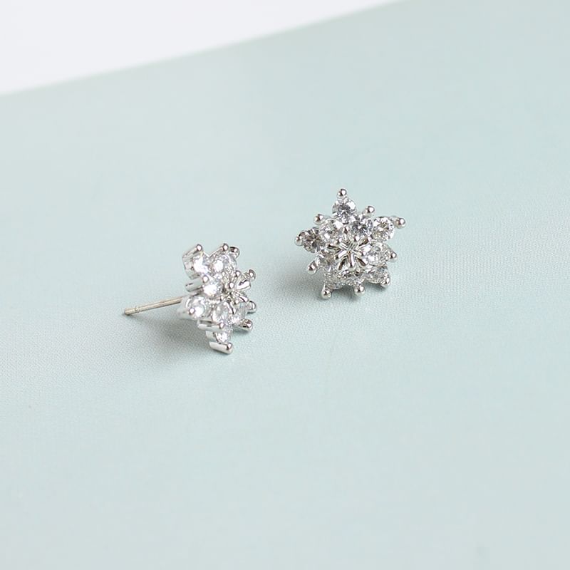 Floral Rhinestone Alloy Stud Earring (Various Designs)
