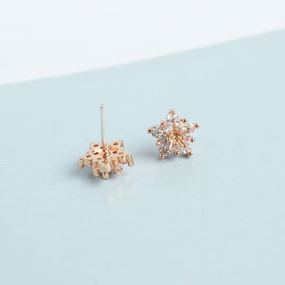 Floral Rhinestone Alloy Stud Earring (Various Designs)
