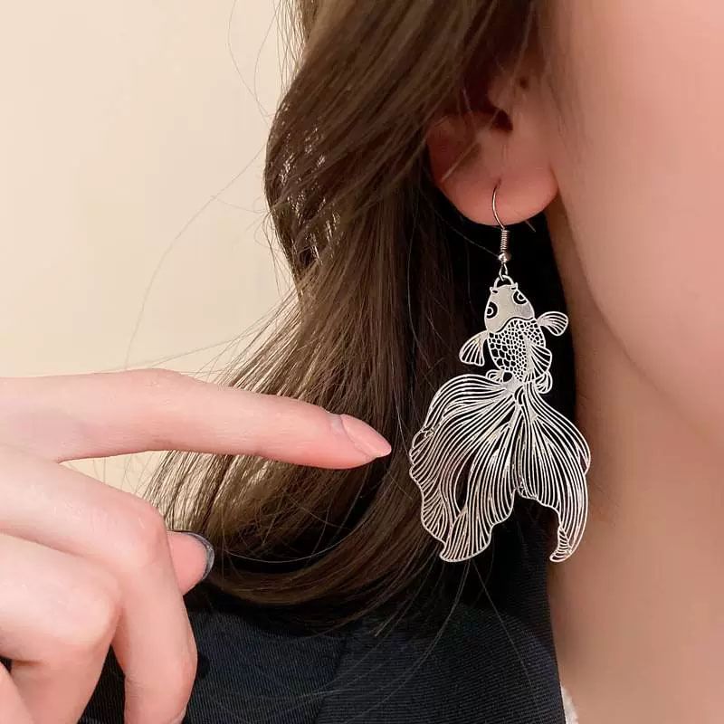 Hollow Fish Drop Earrings