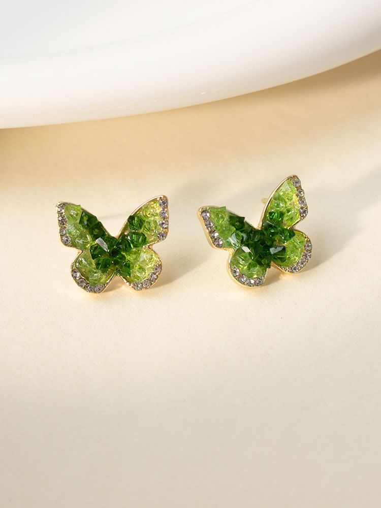 Butterfly Faux Crystal Alloy Stud Earring