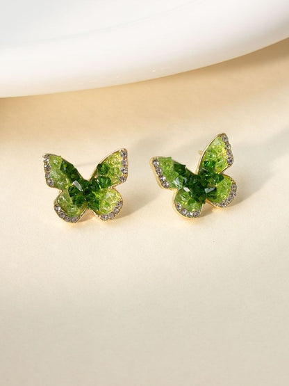 Butterfly Faux Crystal Alloy Stud Earring