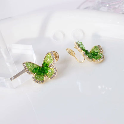 Butterfly Faux Crystal Alloy Stud Earring