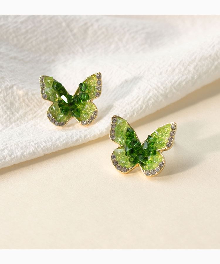 Butterfly Faux Crystal Alloy Stud Earring