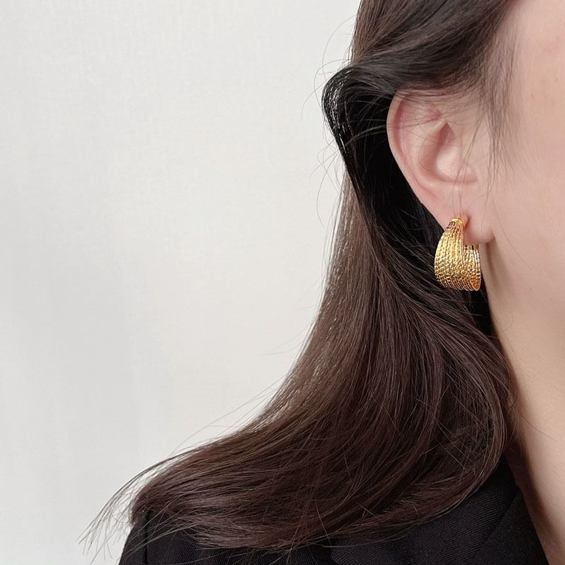 Layered Alloy Hoop Earrings