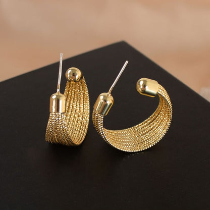 Layered Alloy Hoop Earrings