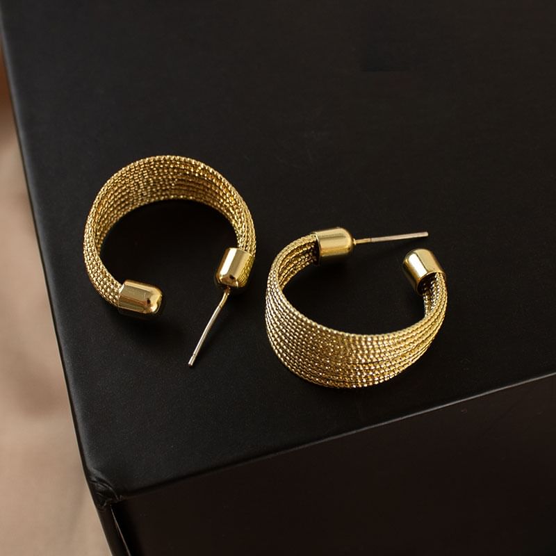 Layered Alloy Hoop Earrings