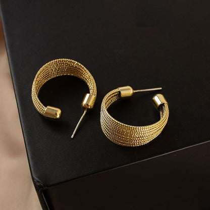 Layered Alloy Hoop Earrings