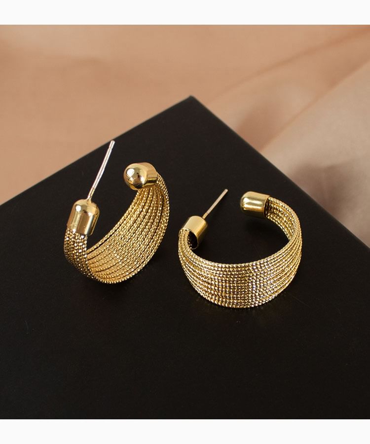 Layered Alloy Hoop Earrings