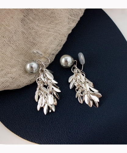 Leaf Faux Pearl Alloy Chandelier Earring