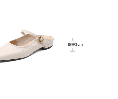 Genuine Leather Low Heel Mules