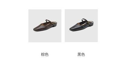 Genuine Leather Low Heel Mules