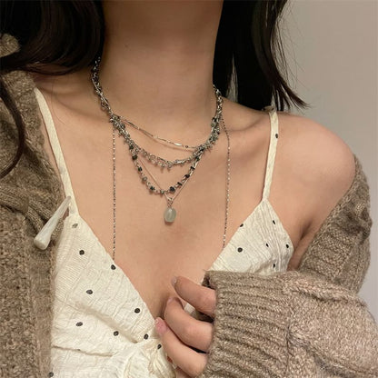 Turquoise Pendant Layered Alloy Choker