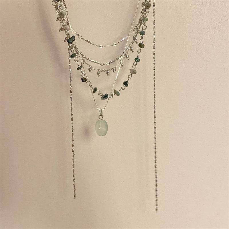 Turquoise Pendant Layered Alloy Choker