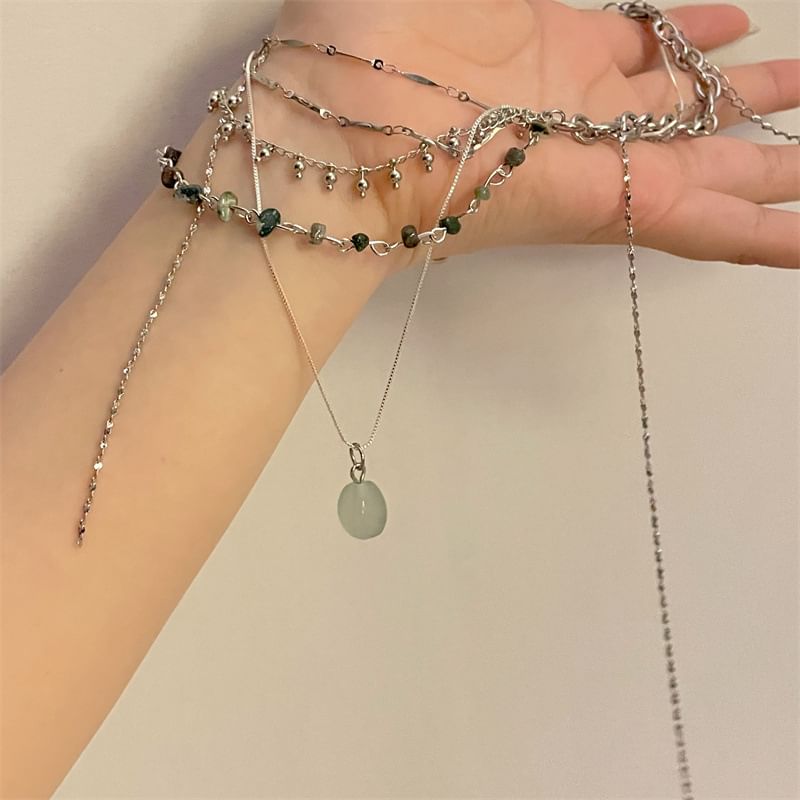 Turquoise Pendant Layered Alloy Choker