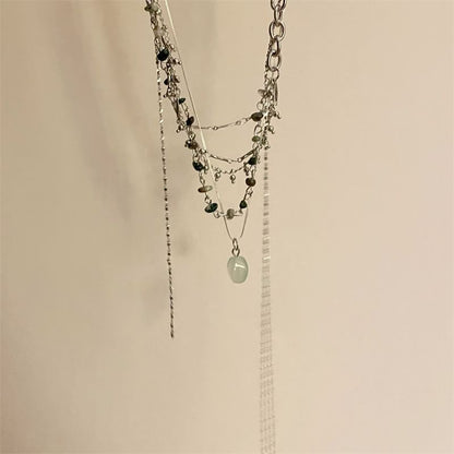 Turquoise Pendant Layered Alloy Choker