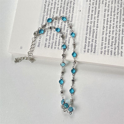 Set:  Butterfly Pendant Alloy Necklace + Faux Crystal Alloy Choker