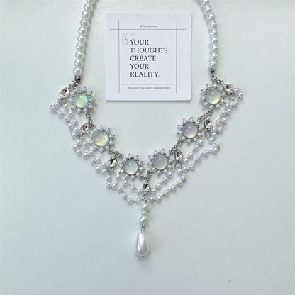 Faux Pearl Layered Alloy Choker