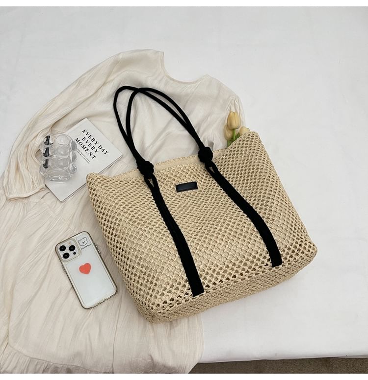 Striped Straw Tote Bag