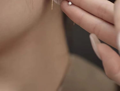 Sterling Silver Faux Pearl Threader Earring