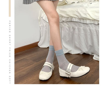 Square-Toe Dual-Strap Mary Jane Flats