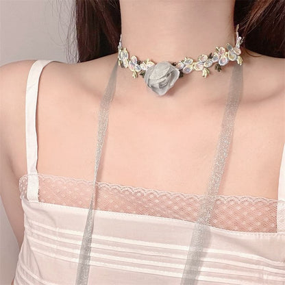 Rose Lace Ribbon Choker
