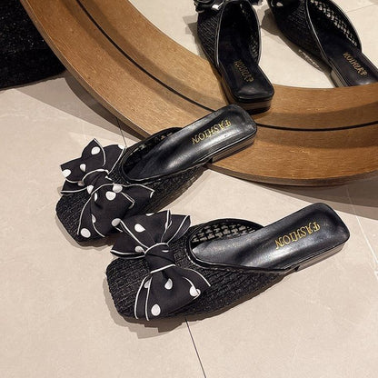 Bow Accent Dotted Mules