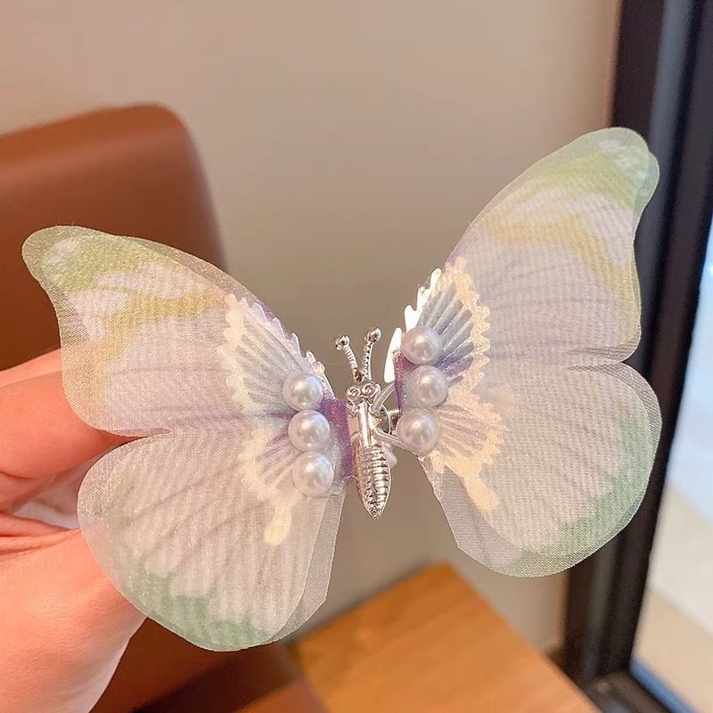 Butterfly Faux Pearl Hair Clip