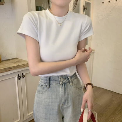 Short-Sleeve Crew Neck Plain Tee