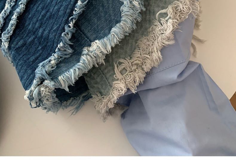 Hat Bucket Distressed Fringed Denim