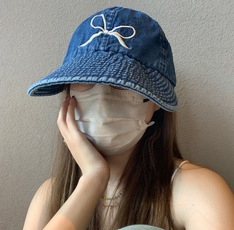 Embroidered Denim Baseball Bow Cap