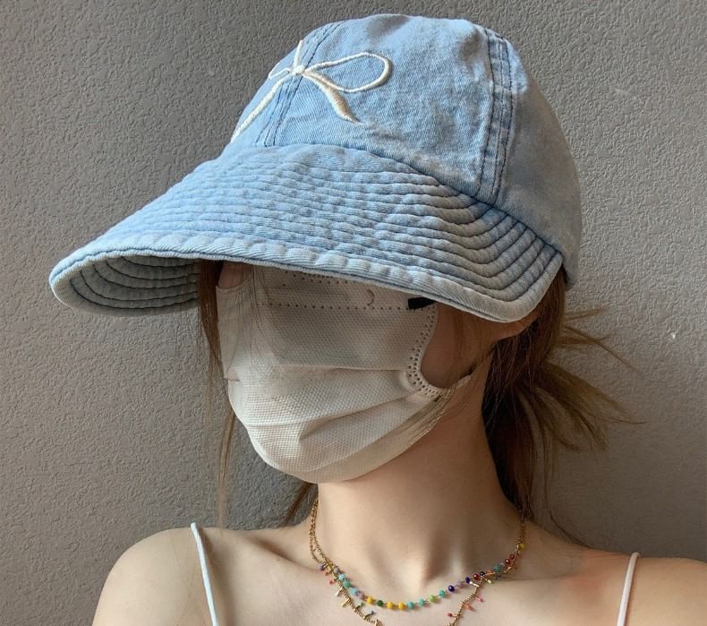 Embroidered Denim Baseball Bow Cap