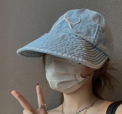 Embroidered Denim Baseball Bow Cap