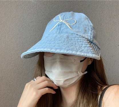 Embroidered Denim Baseball Bow Cap