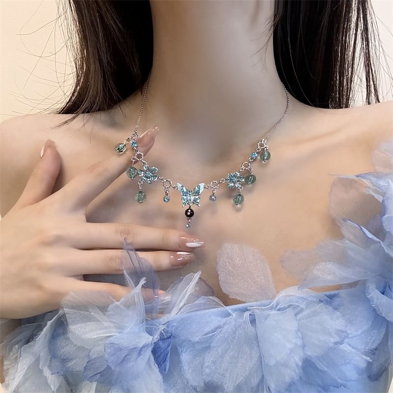 Butterfly Floral Alloy Choker