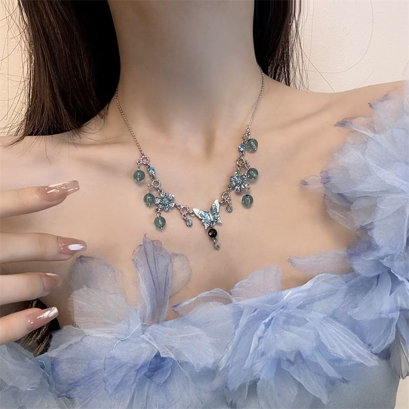 Butterfly Floral Alloy Choker