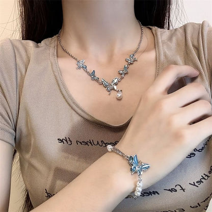 Butterfly Faux Pearl Alloy Choker