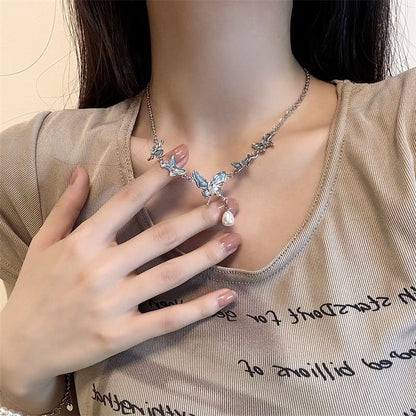 Butterfly Faux Pearl Alloy Choker