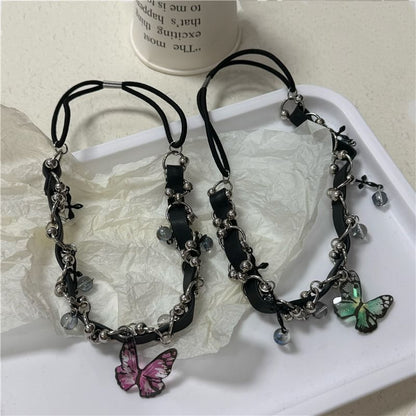 Butterfly Faux Crystal Faux Leather Thigh Chain